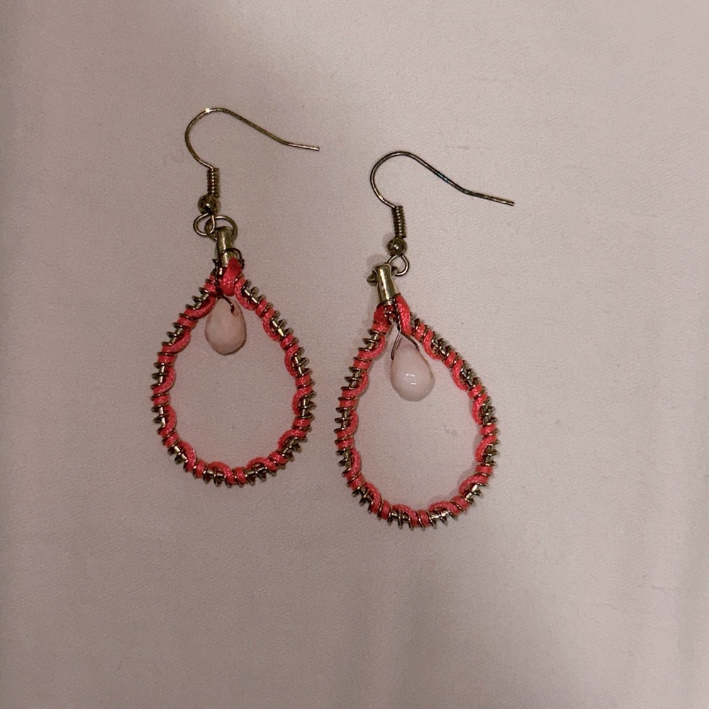 peach/pink teardrop earrings